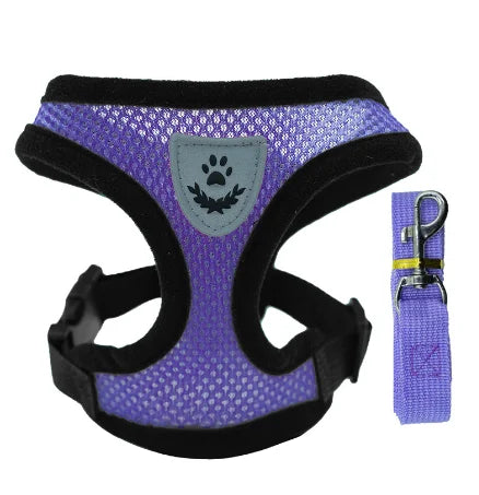Adjustable Mesh Cat & Dog Harness Vest with Walking Lead Leash – Breathable Polyester for Small & Medium Pets