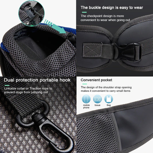 Hands-Free Pet Carrier Sling – Breathable Mesh Shoulder Bag for Small Dogs & Cats (Up to 13 lbs)