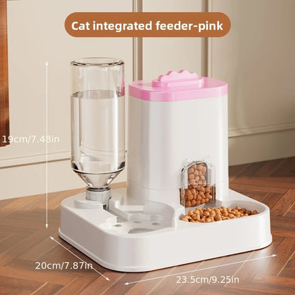 Pink cat feeder and water dispenser dimensions 9.25 x 7.87 x 7.48 inches