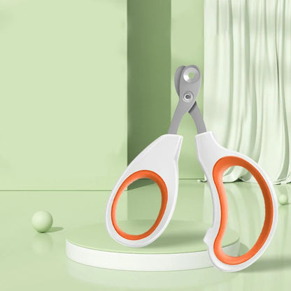 Orange-handled cat nail clippers with a stainless steel round-hole blade